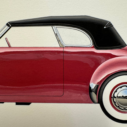 1937 Cord 812 Convertible Phaeton Sedan Car Illustration Art Drawing Hand Drawn