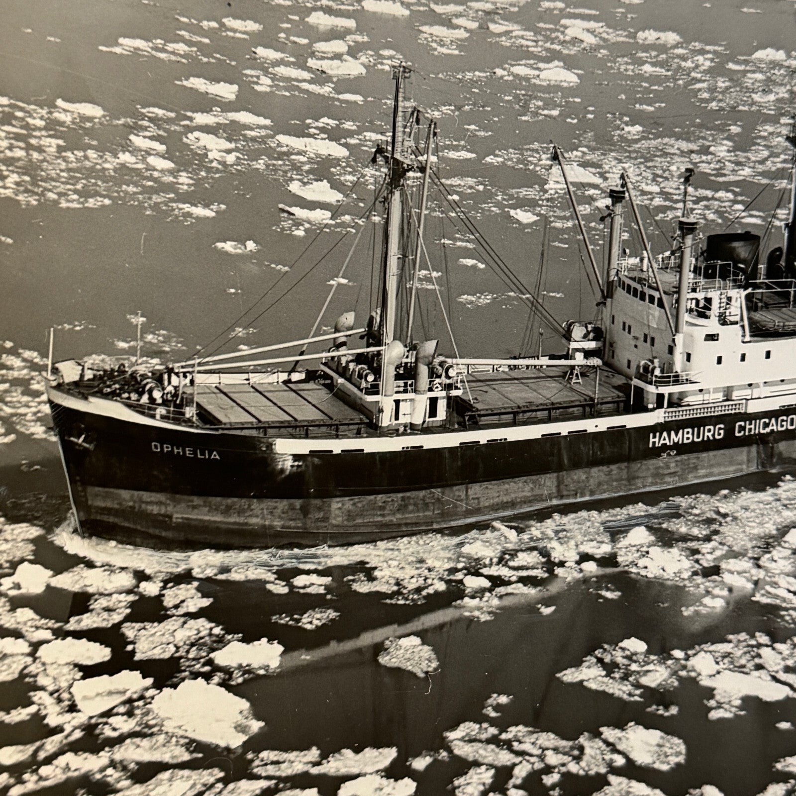 Vintage Ship Boat Photo Photograph Print SS Ophelia Hamburg Chicago Linie 1955