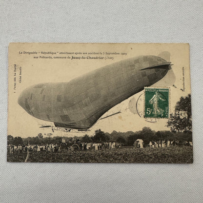 Vintage Zeppelin Airship Dirigible Postcard Post Card French La Republique
