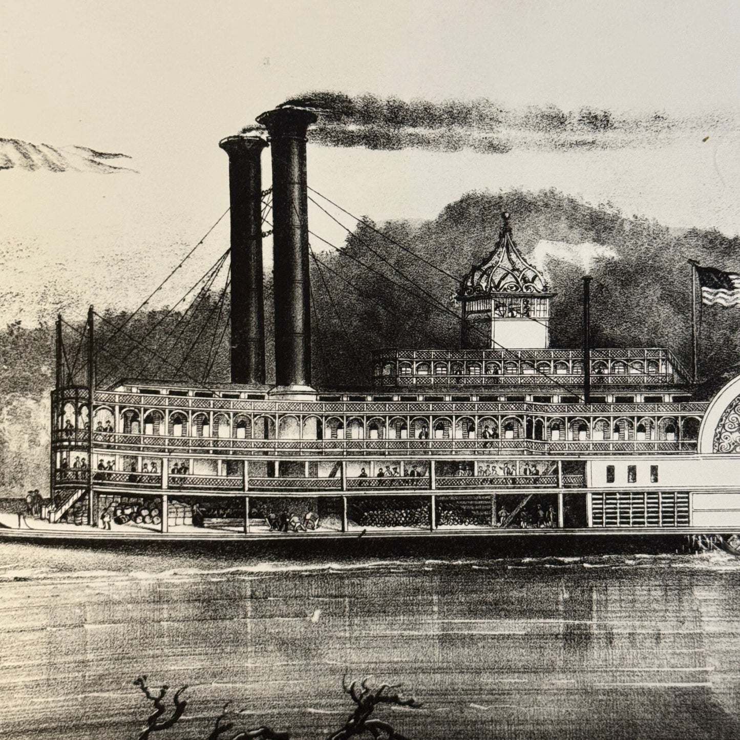 Vintage Photo Photograph Steamboat Boat Ship Mississippi Currier & Ives