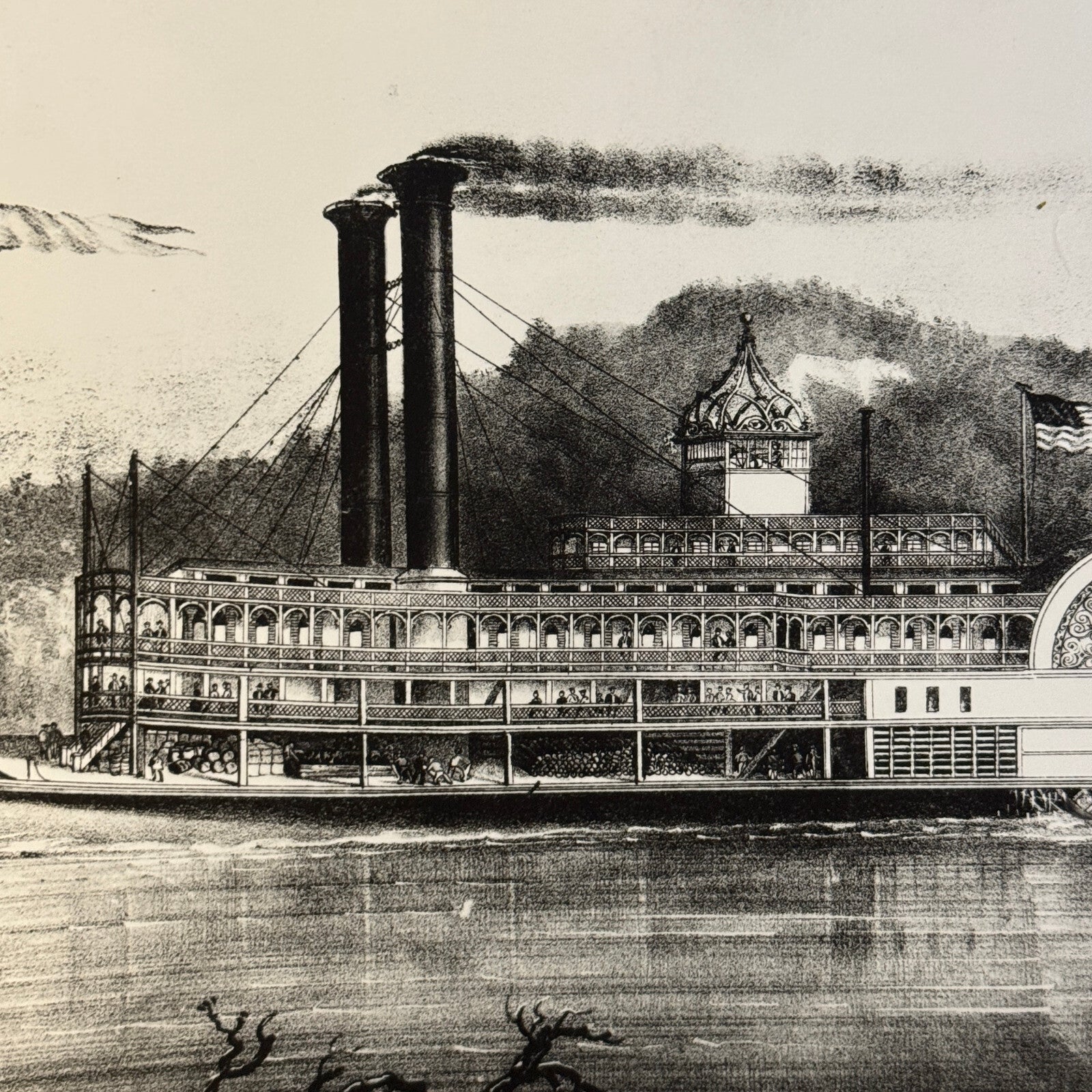 Vintage Photo Photograph Steamboat Boat Ship Mississippi Currier & Ives