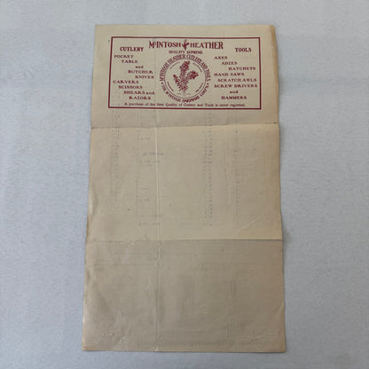 McIntosh Hardware Corporation Cleveland 1908 Receipt Invoice Document Antique