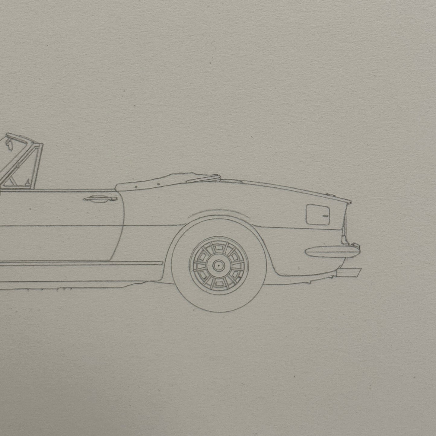 1967 Fiat Dino Spider Pininfarina Car Illustration Art Drawing Hand Drawn