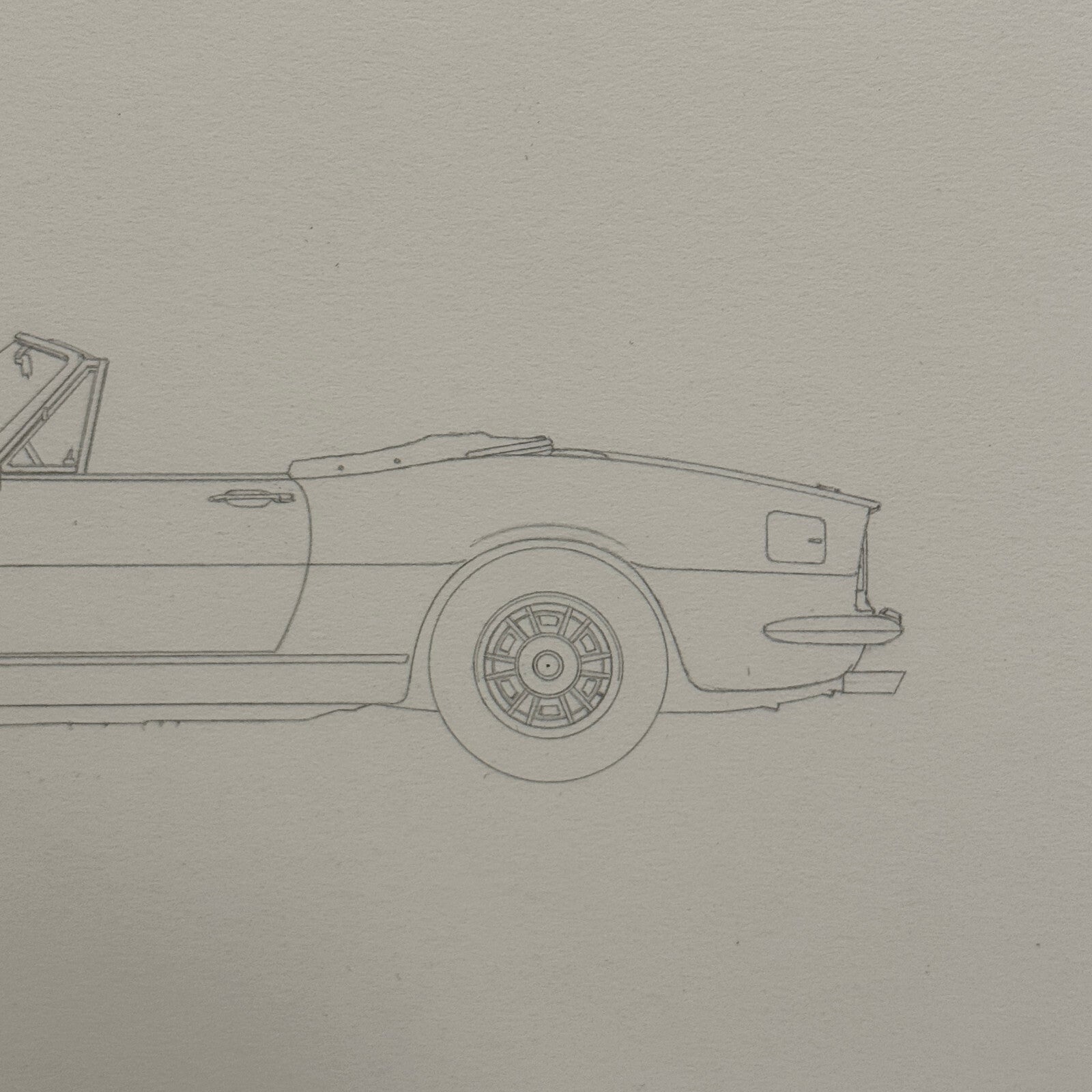 1967 Fiat Dino Spider Pininfarina Car Illustration Art Drawing Hand Drawn