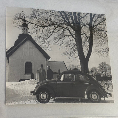 Vintage Volkswagen Beetle Car Photo Photograph Church Cemetery Scania Vabis