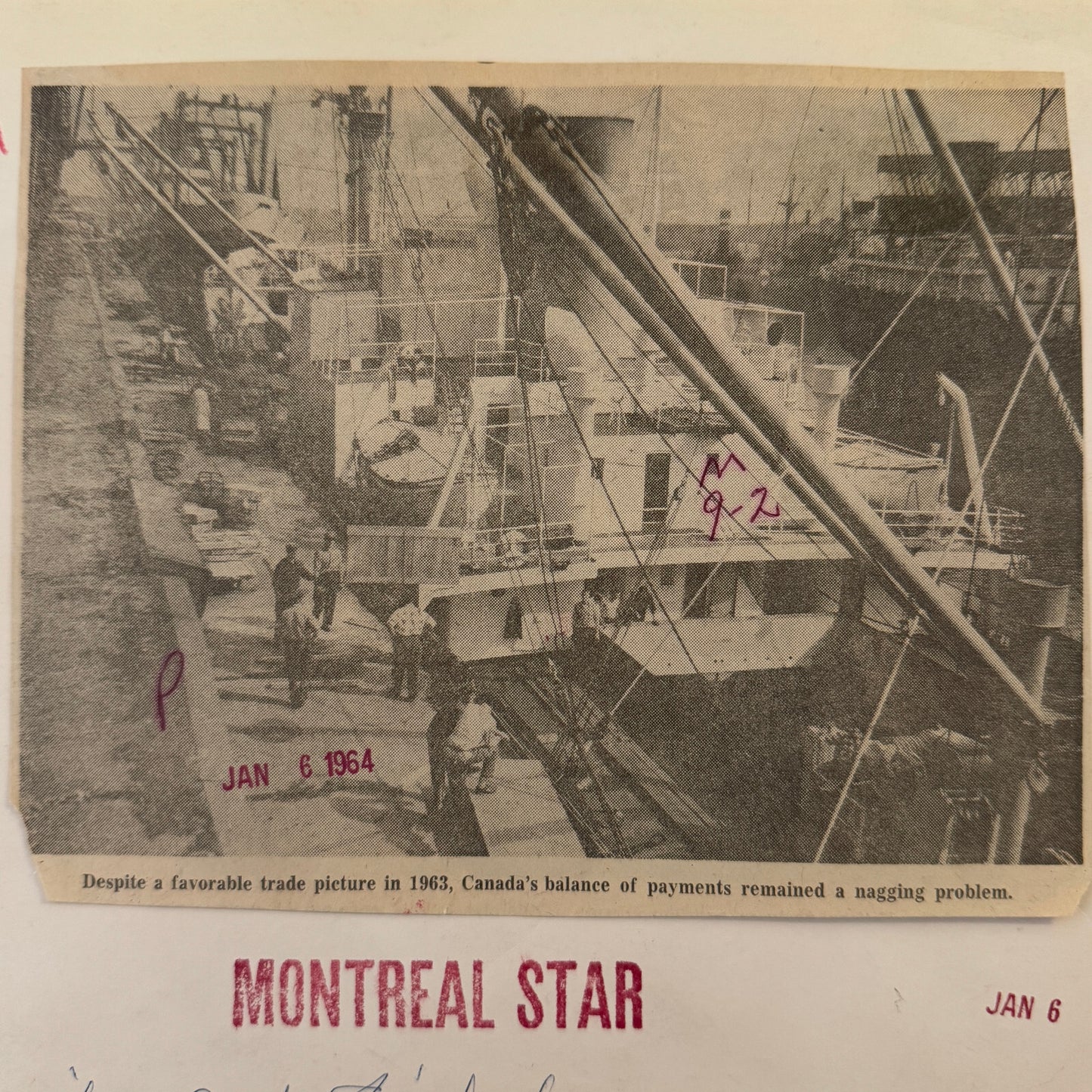 Montreal Harbour Ship Boat Press Photo Photograph 1964 Vintage