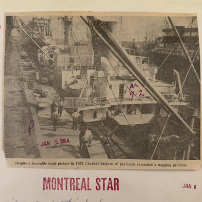 Montreal Harbour Ship Boat Press Photo Photograph 1964 Vintage