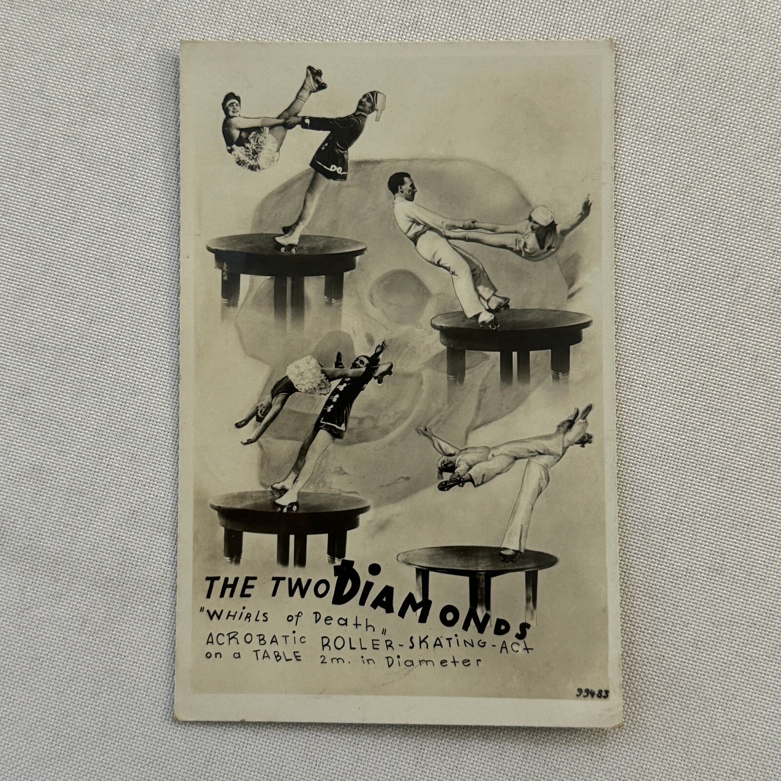 Roller Skating Acrobat Performing Act Circus Postcard The Two Diamonds Vintage