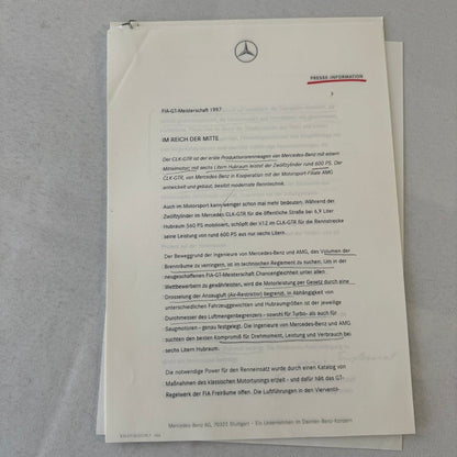 1997 Mercedes CLK GTR GT Racing Press Kit Photos GERMAN