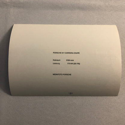 Vintage Porsche 911 Carrera Coupe Factory Werkfoto Photograph Press Photo 1985