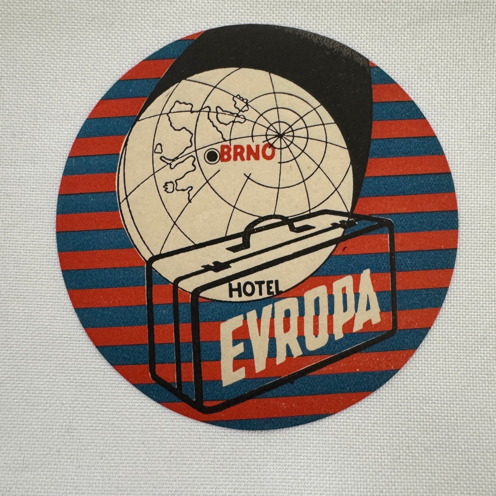Vintage Travel Luggage Label Park Hotel Europa Brno Czechia Czech Republic