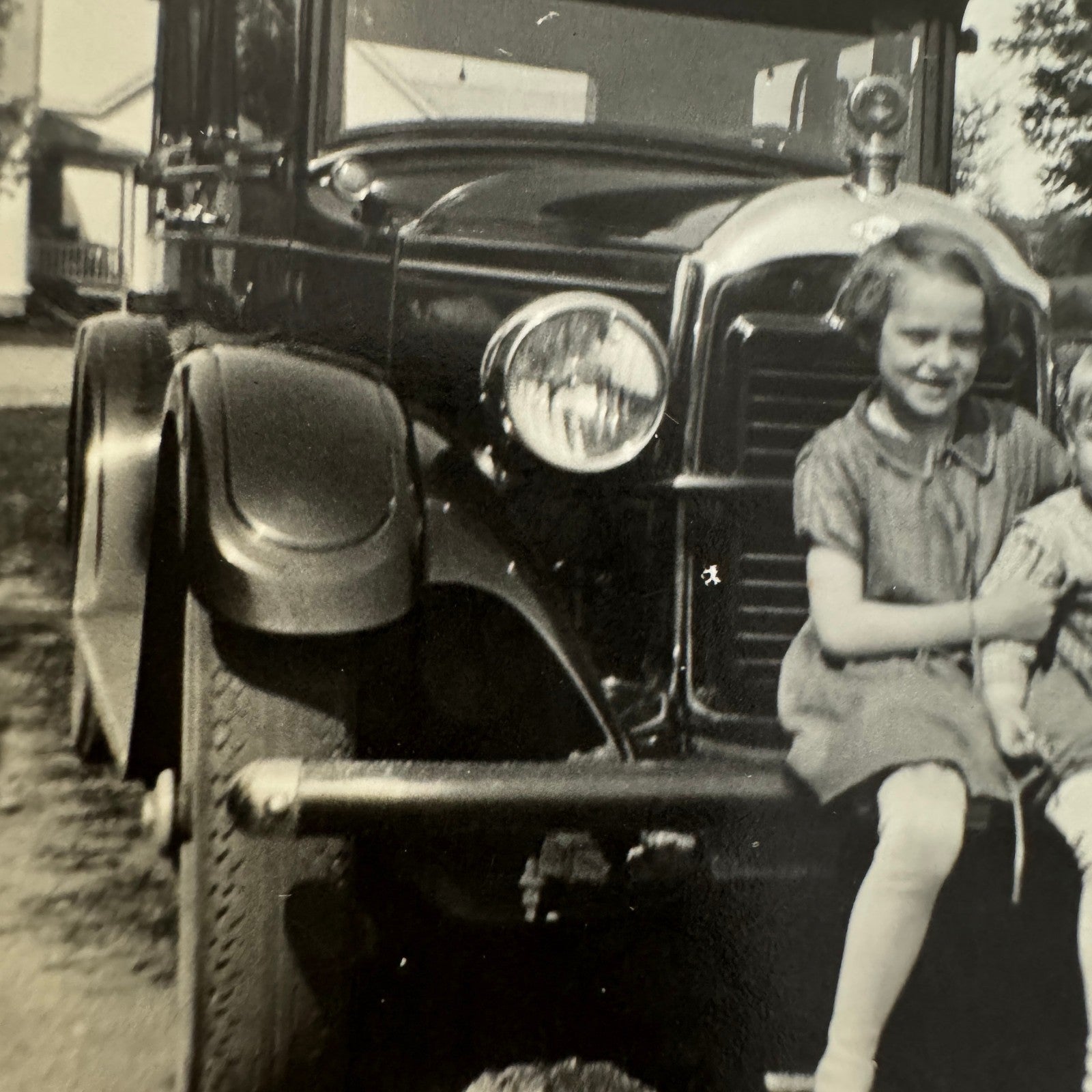 Vintage Car Photo Photograph Print Children with Automobile Snapshot