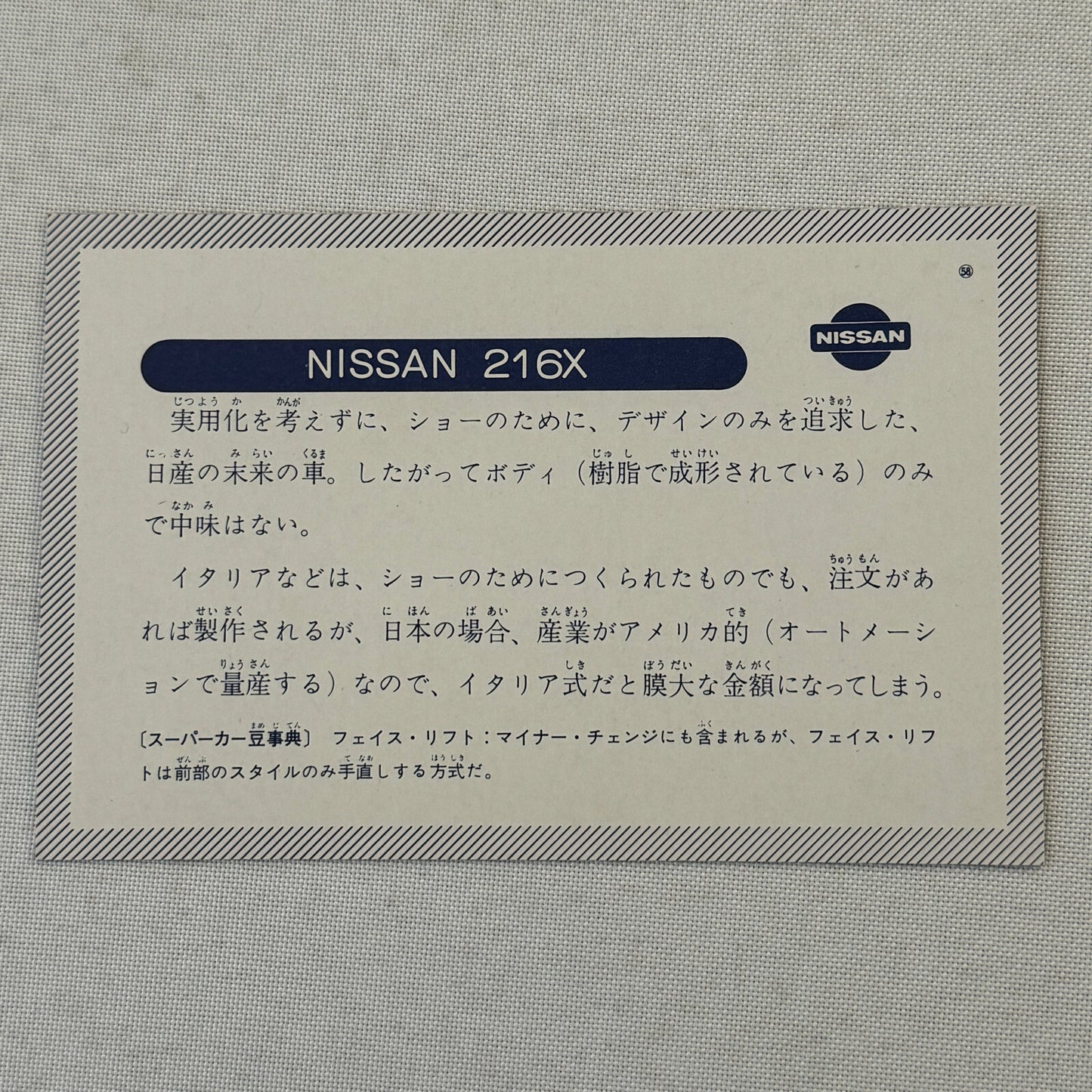 Nissan 216X Concept Car Postcard Post Card JDM Japanese Domestic Market