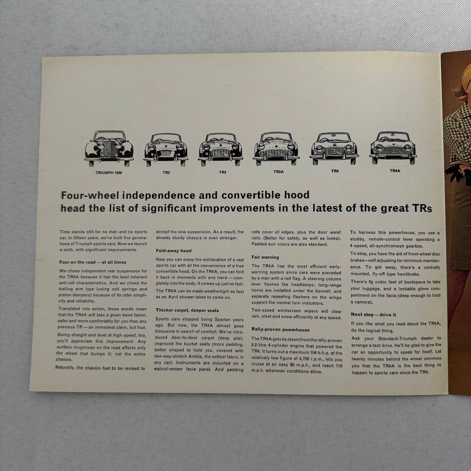 Triumph TR4A Sports Car Roadster Sales Brochure Catalog Advertising TR4 A