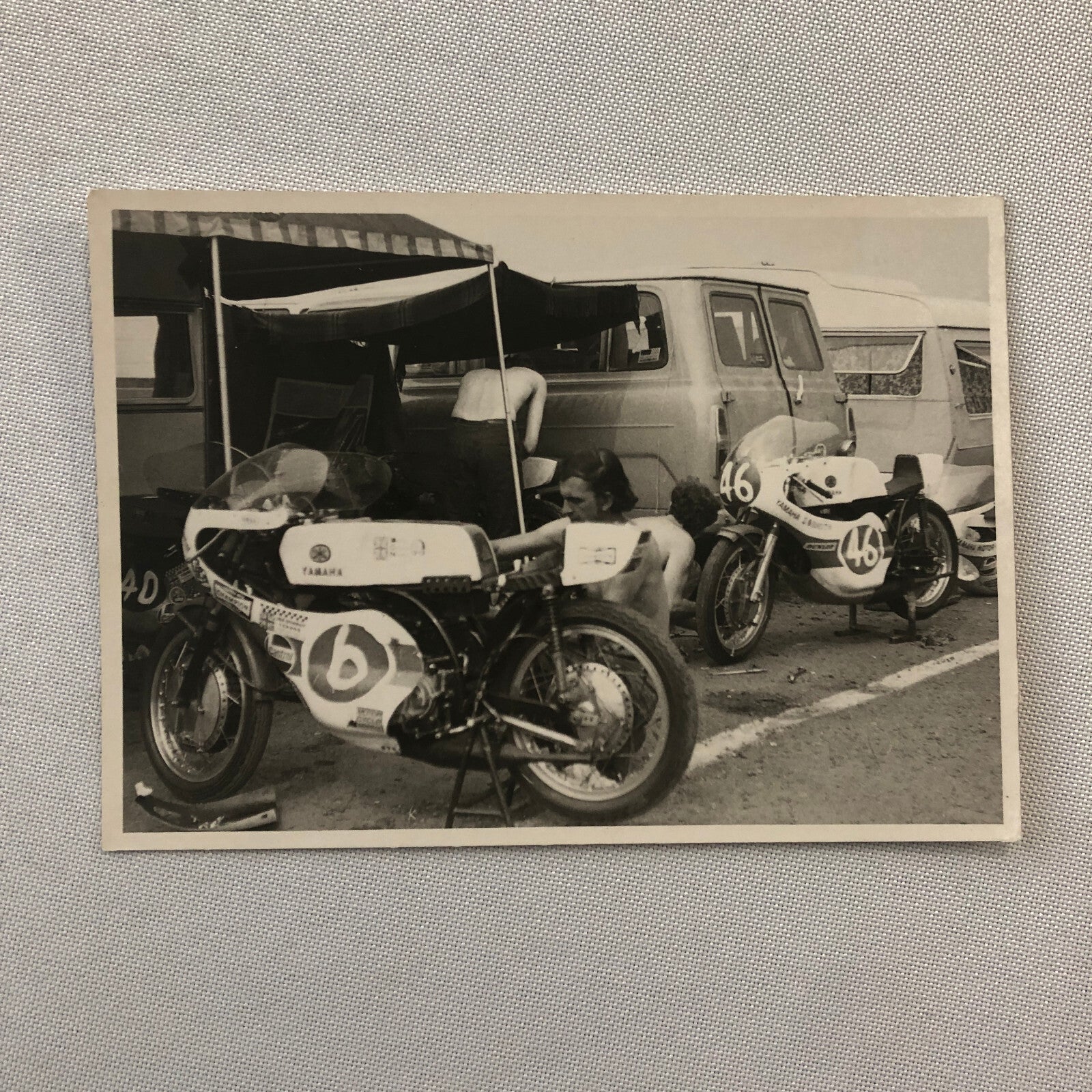 Vintage Motorcycle Racing Photo Photograph Yamaha Bikes 1971 Van