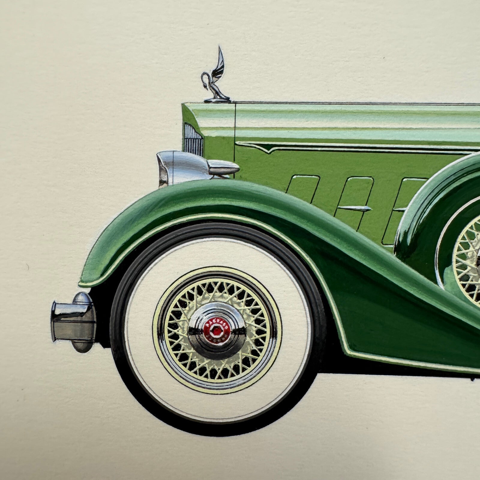 1934 Packard 12 Convertible Victoria Car Illustration Art Drawing Hand Drawn