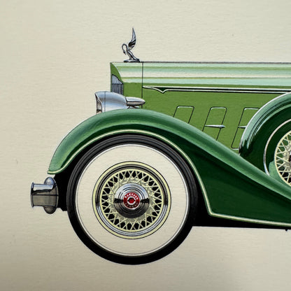1934 Packard 12 Convertible Victoria Car Illustration Art Drawing Hand Drawn