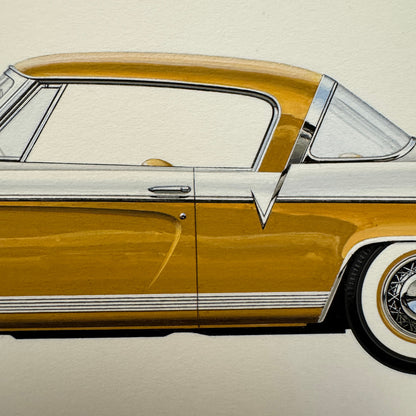 1956 Studebaker Golden Hawk Automobile Illustration Art Drawing Hand Drawn