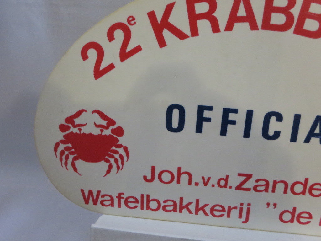 Vintage 22e Krabbenrit Official Car Club Rally Plate Plaque Sign Rallye Crab