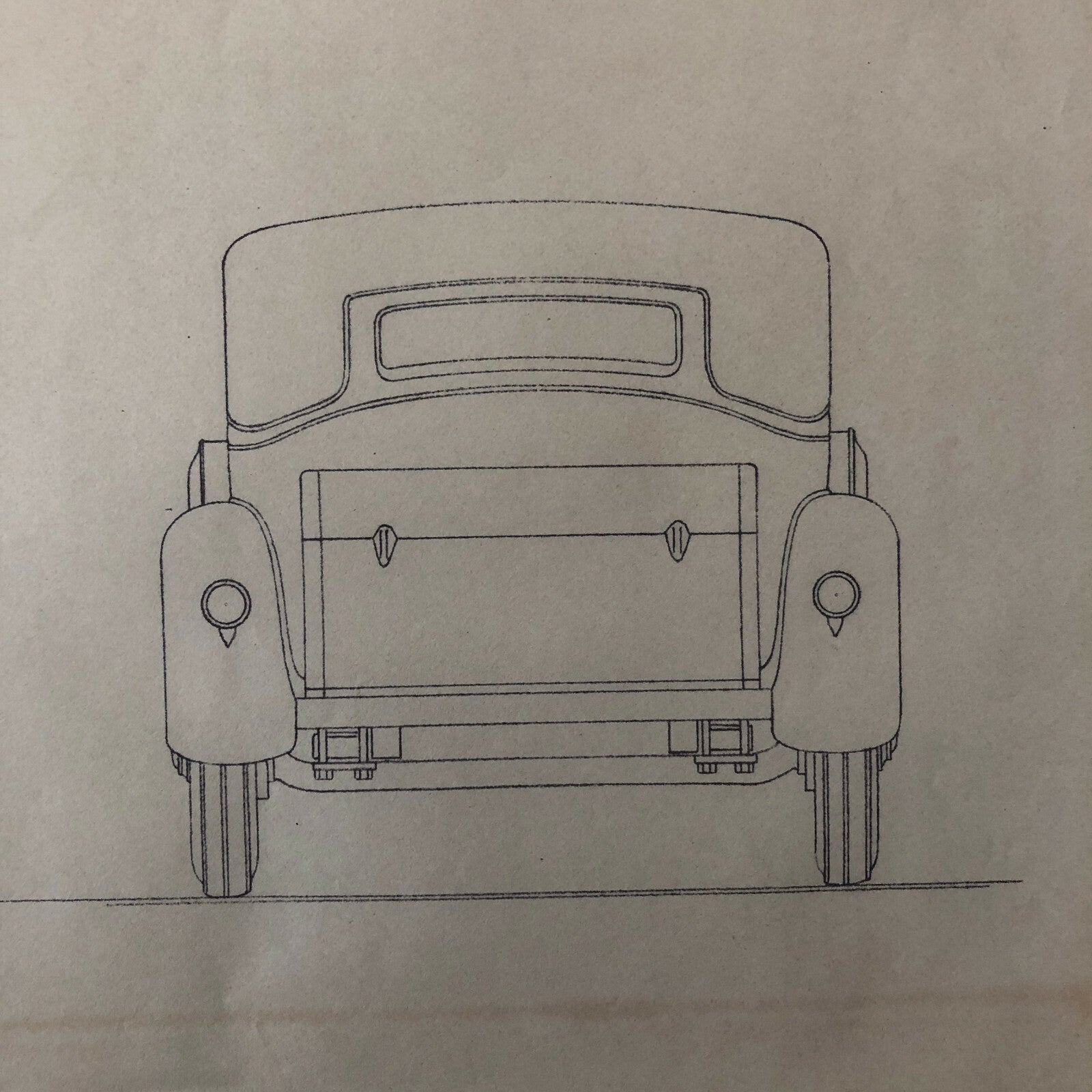 1931 Coachbuilder Car Design Blueprint Rendering Blue Print Brougham Sedan Body 