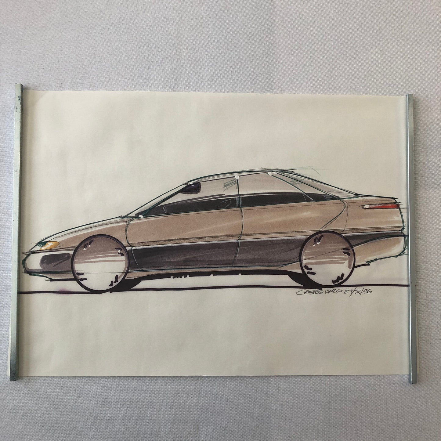 Car Styling Concept Illustration Art Drawing Sketch Vintage Signed 1986