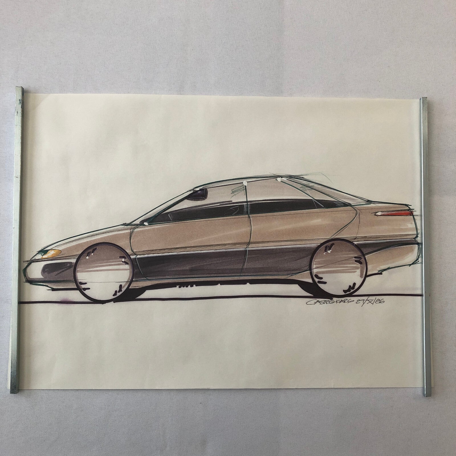 Car Styling Concept Illustration Art Drawing Sketch Vintage Signed 1986