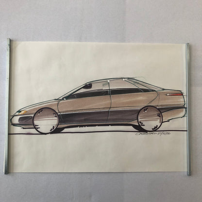 Car Styling Concept Illustration Art Drawing Sketch Vintage Signed 1986