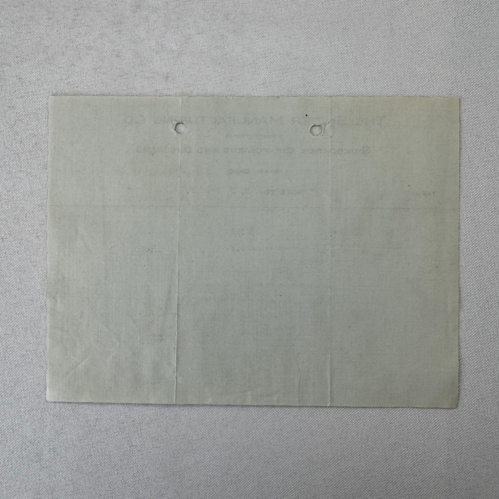 Snider Manufacturing Company Receipt Invoice Document 1908 Furniture Logan OH