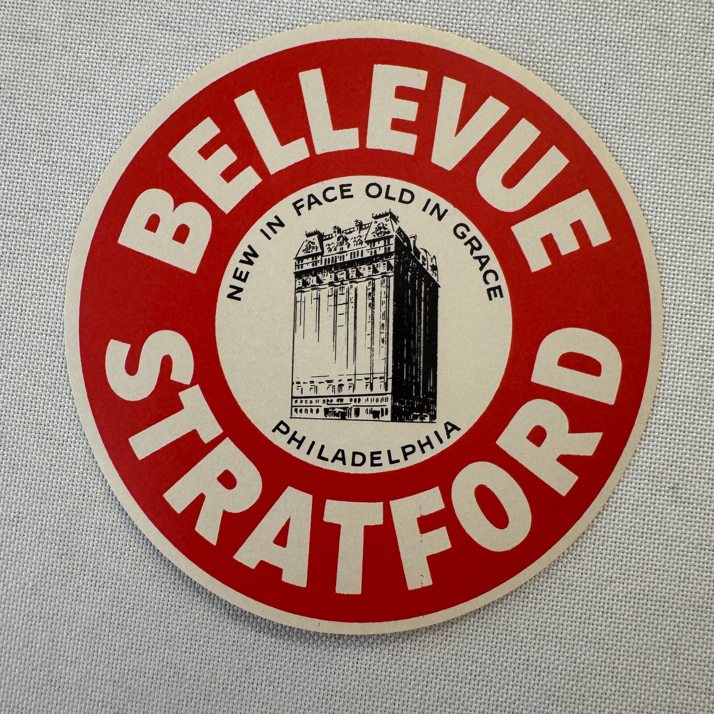 Vintage Hotel Travel Luggage Label Philadelphia Bellevue Stratford Pennsylvania