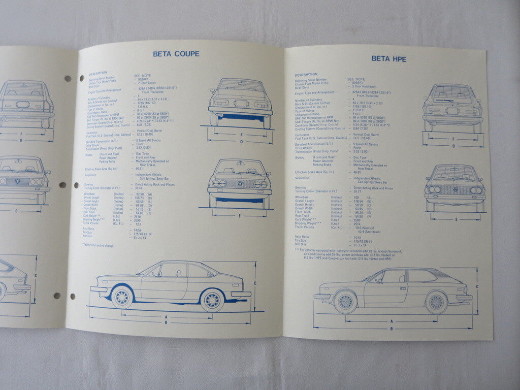 1977 Lancia Press Kit Brochure Photos Beta HPE Coupe Scorpion Sedan + 