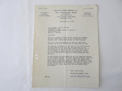 1946 - 1949 Nelsen - Hirschberg Ford Car & Truck Dealer Letter Letterhead Lot 4x