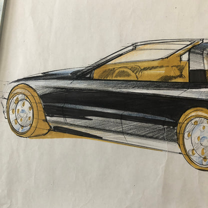 Car Styling Concept Illustration Art Drawing Sketch Vintage Signed 1986