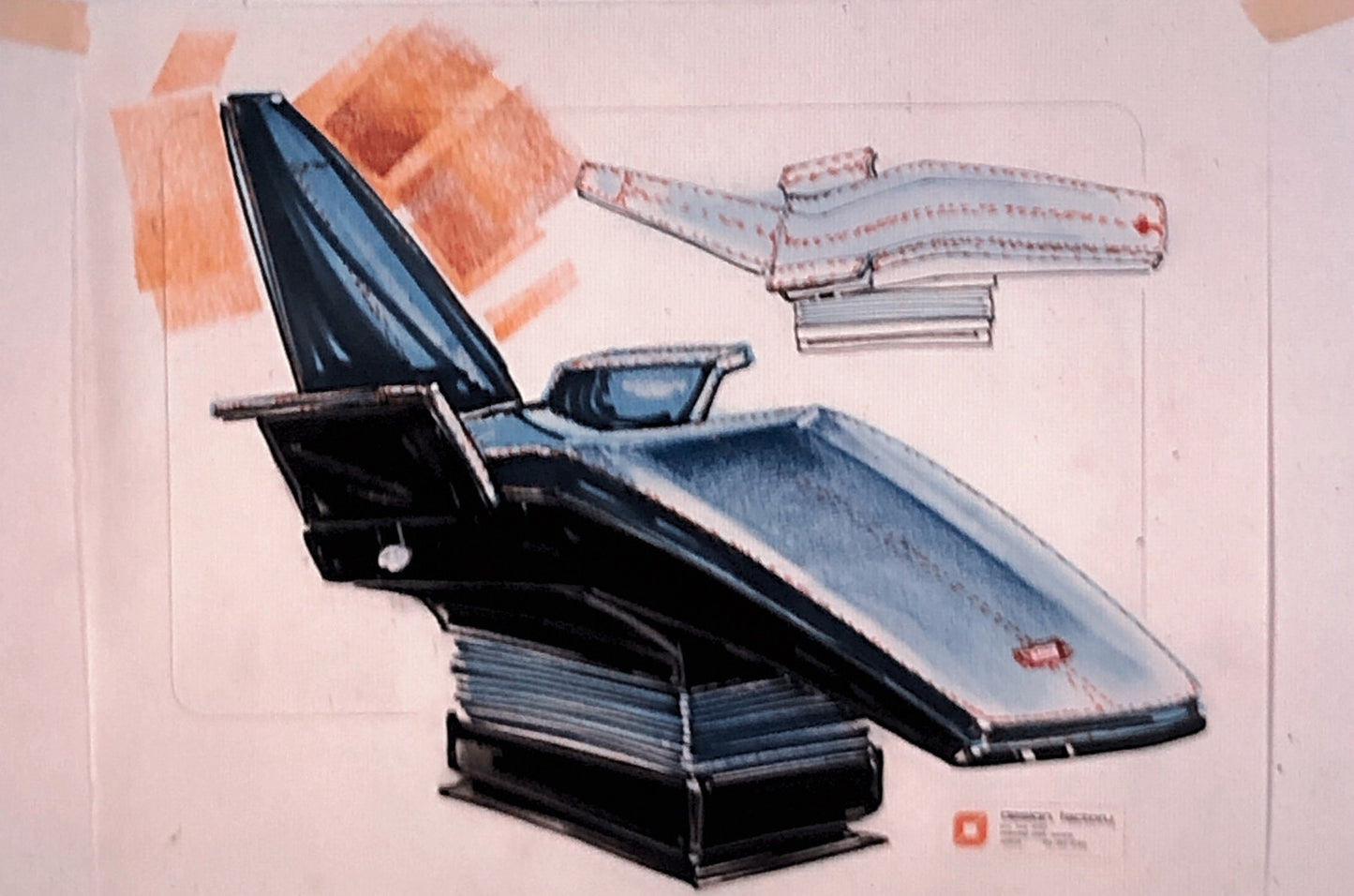 35MM Vintage Photo Slide Product Design Sketch of Dentist Dental Chair