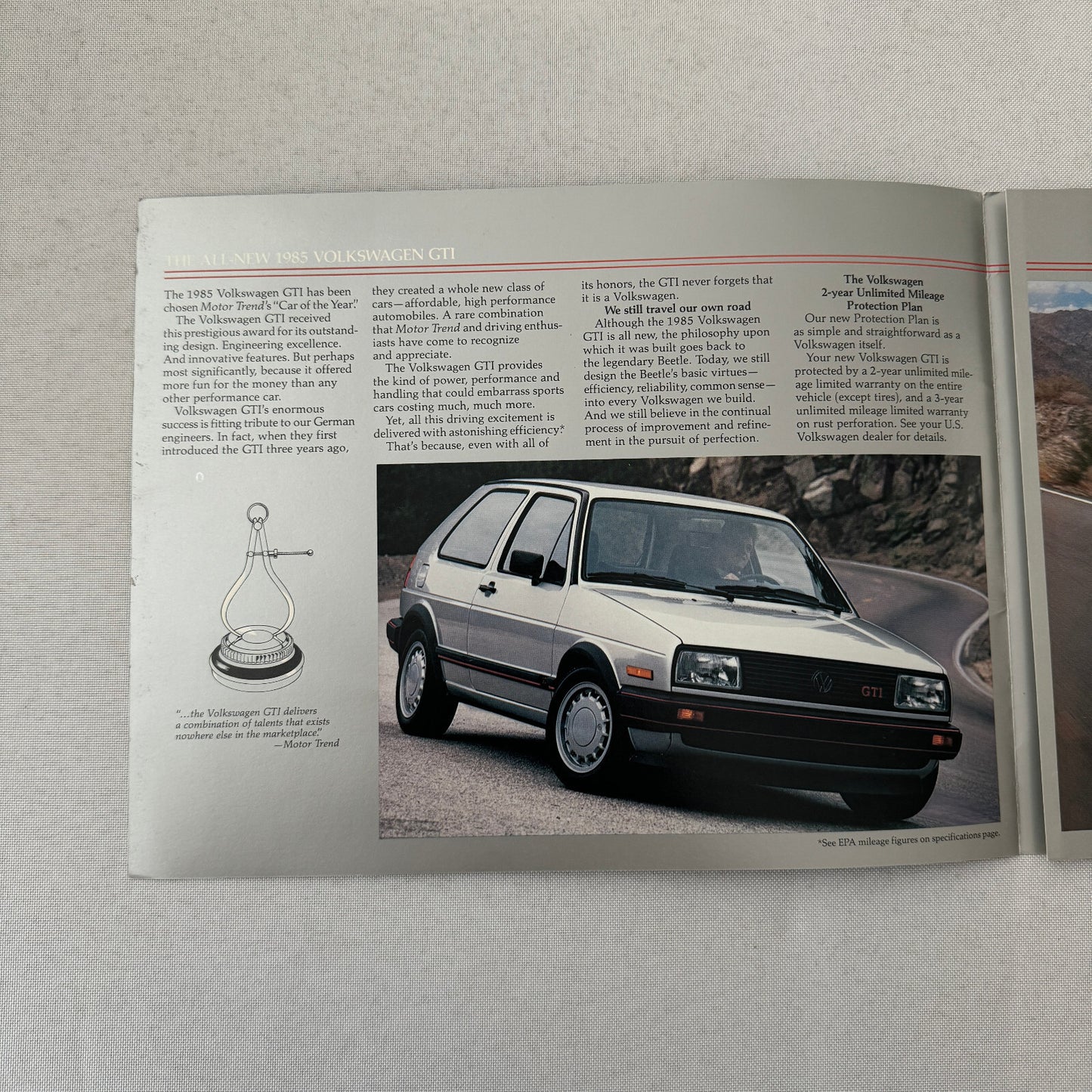 1985 Volkswagen Golf GTI Car Sales Brochure Catalog Advertising