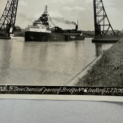Vintage Welland Canal Ontario Canada Bridge Ship Boat SS Dow Chemical 1932