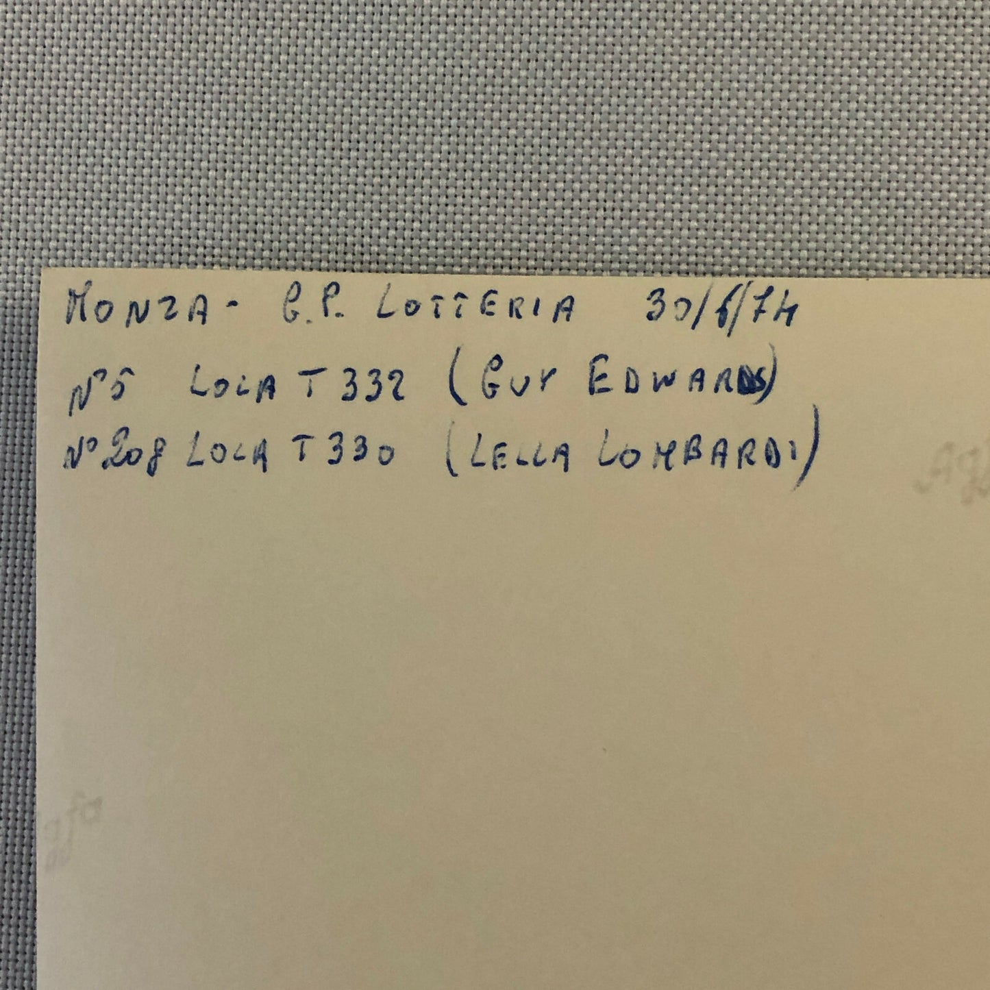 Vintage 1974 Italian Grand Prix Racing Photo Photograph Lola T330 T332 