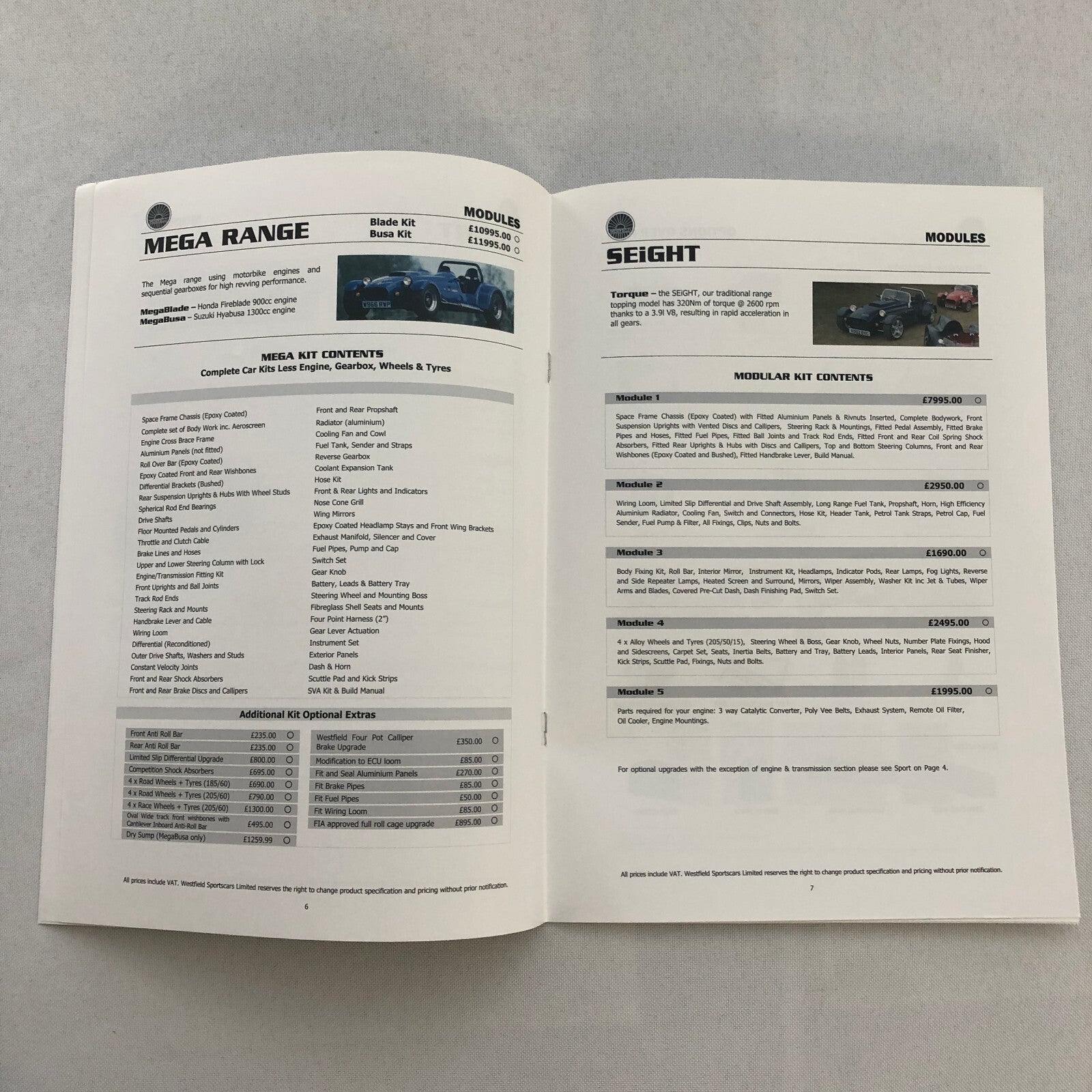 Westfield Kit Car Sports Cars Sales Brochure Catalog SEiGHT Mega Range Sport