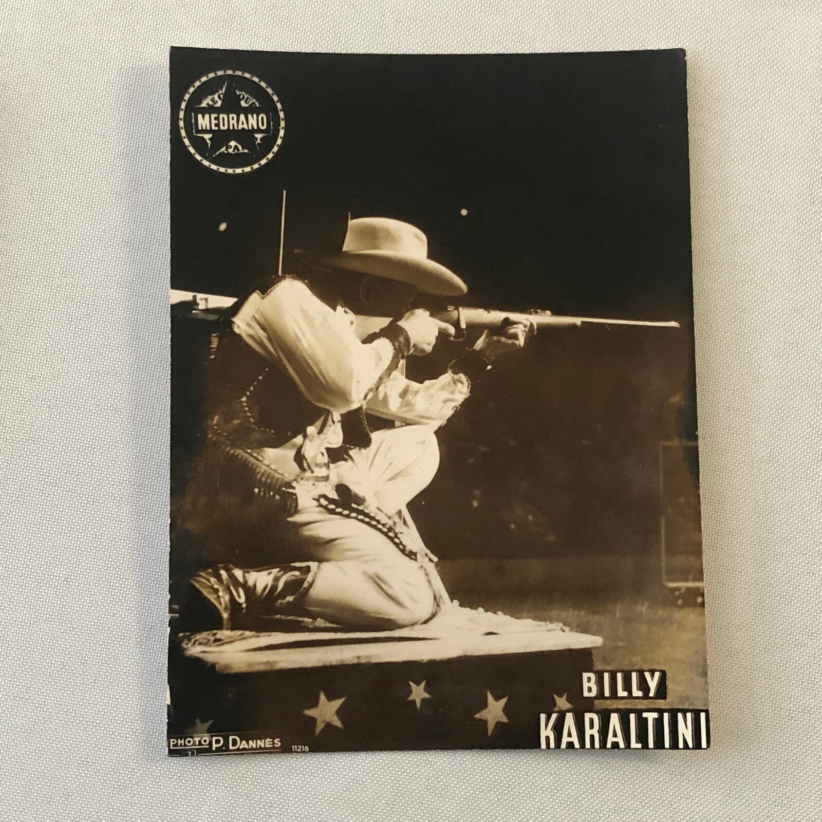 Vintage Circus Photo Billy Karaltini Western Performer Cowboy Bird Photograph 2x