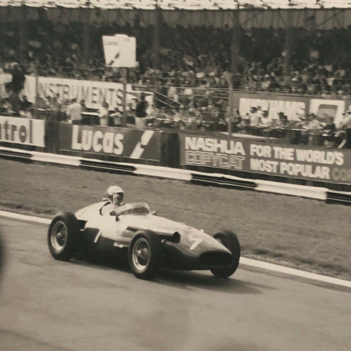 Vintage Racing Photo Photograph Stirling Moss in Maserati 250F at Silverstone  