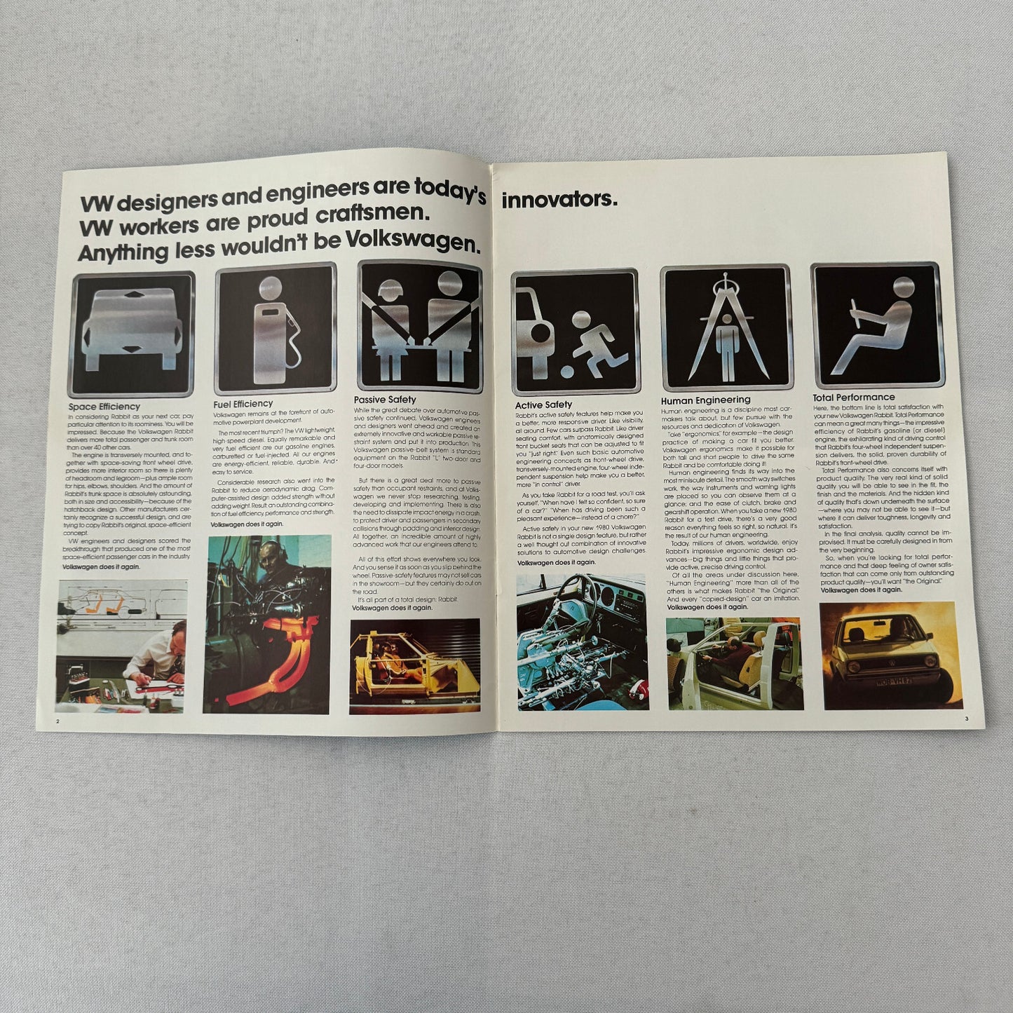 1980 Volkswagen VW Rabbit Car Sales Brochure Catalog Coupe Sedan Convertible