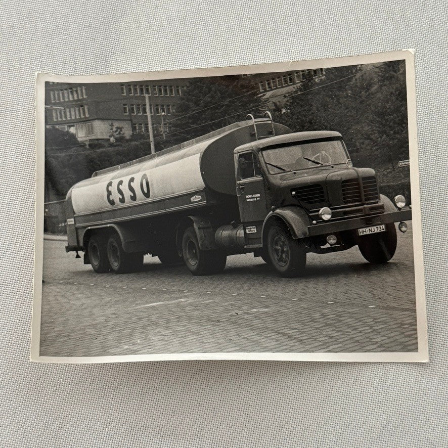 Vintage Esso Tanker Truck Photo Photograph Print Snapshot Germany