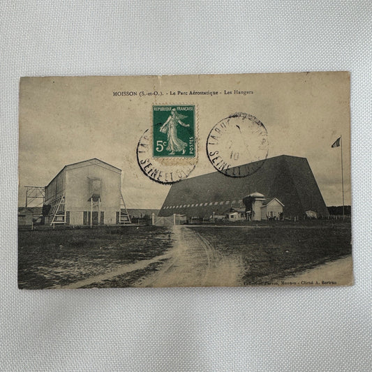 Vintage Zeppelin Airship Dirigible Hangar Building Postcard Post Card French