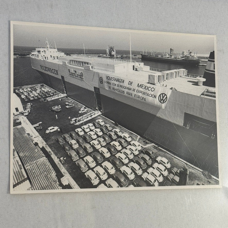 Vintage Volkswagen Mexico Car Transport Ship Boat Photo Photograph Print VW Bug