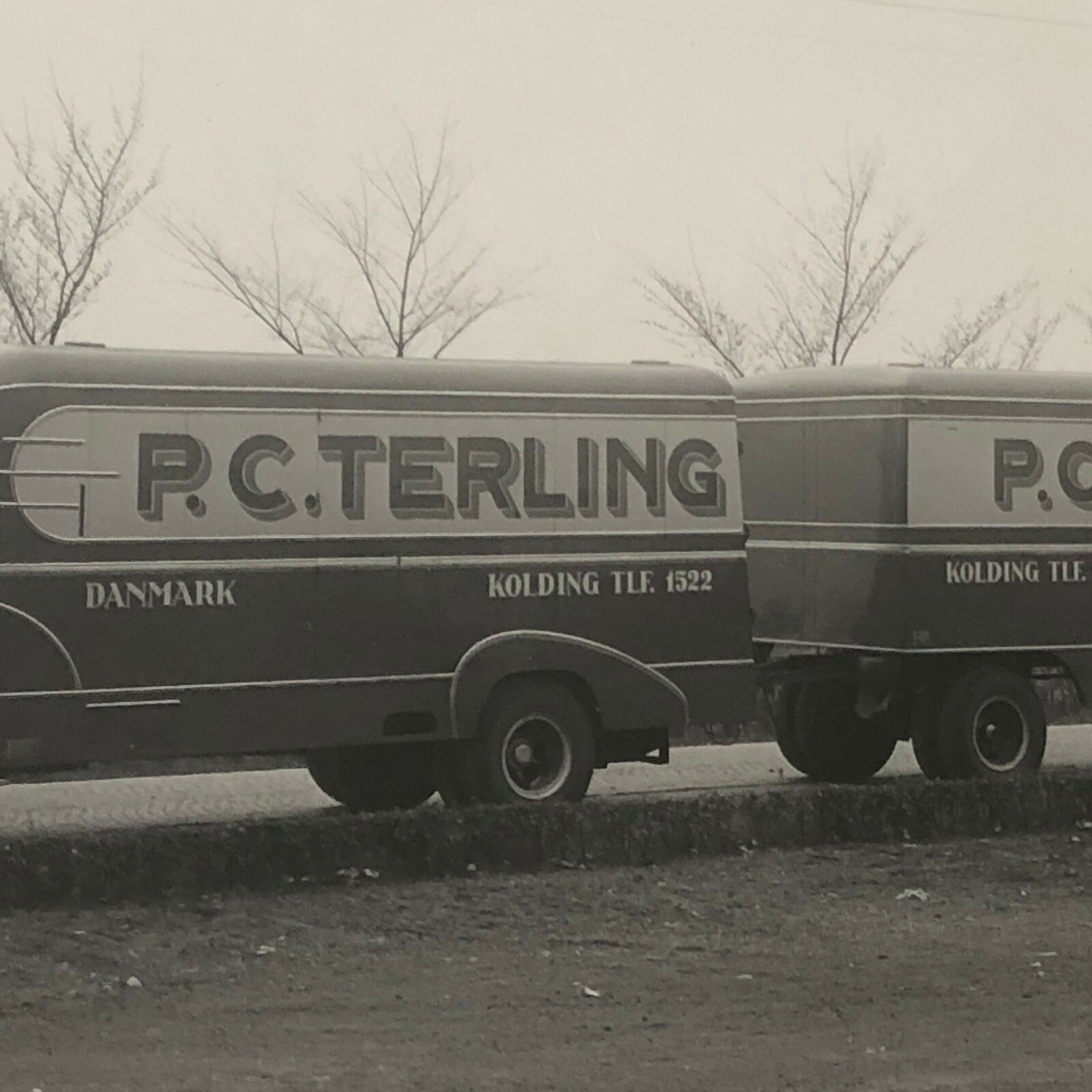 Vintage Photo Photograph of a Truck and Trailer - Denmark ? 