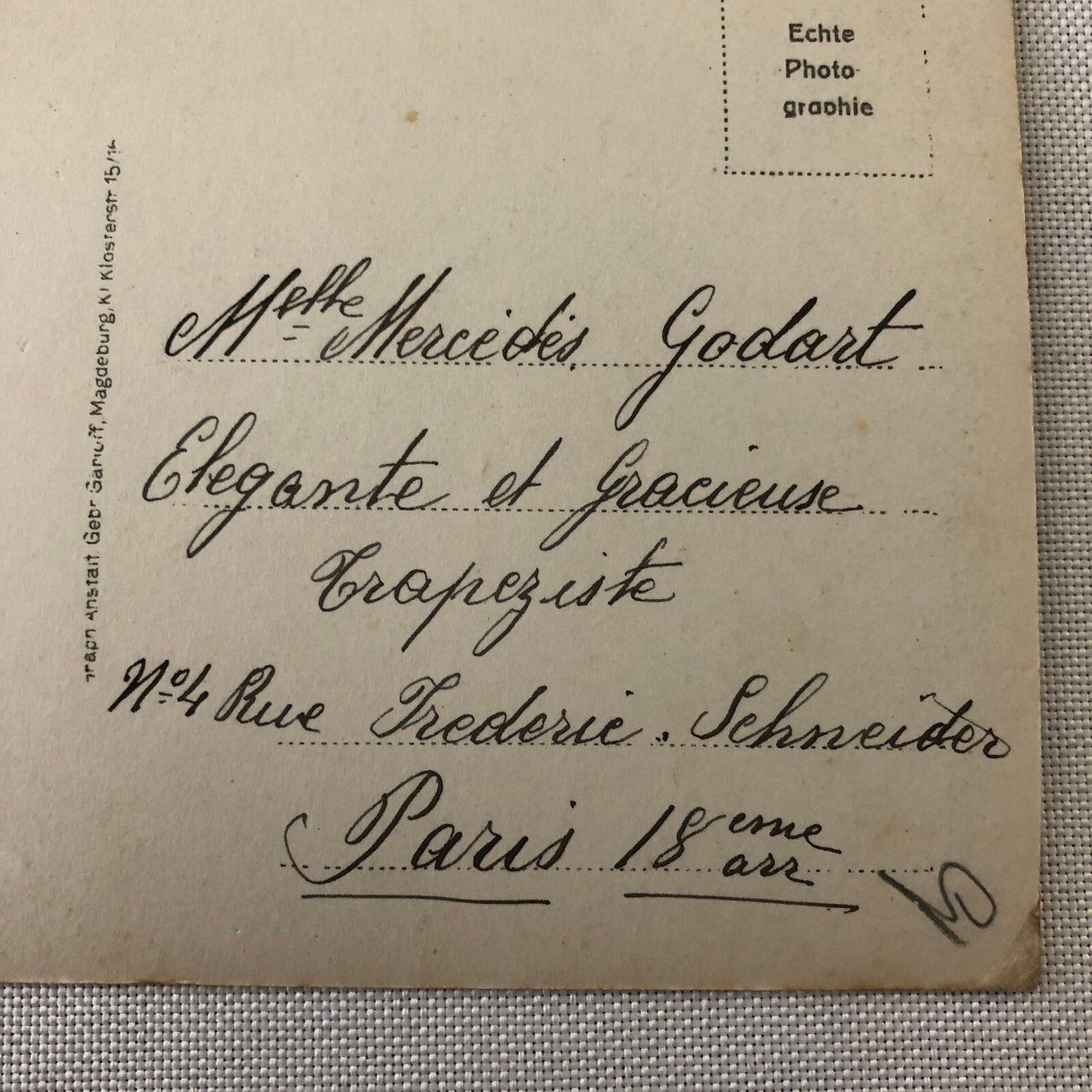 Circus Performer Acrobats Trapeze RPPC Real Photo Postcard Mercedes Godart