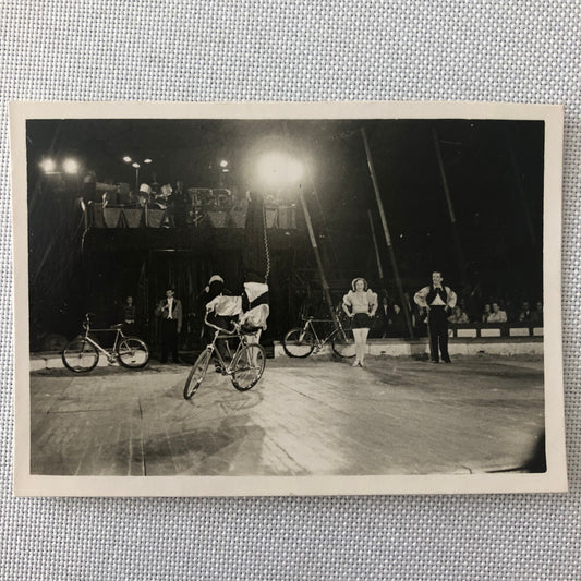 Circus Performer Bicycle Balancing Act Photo Photograph Vintage