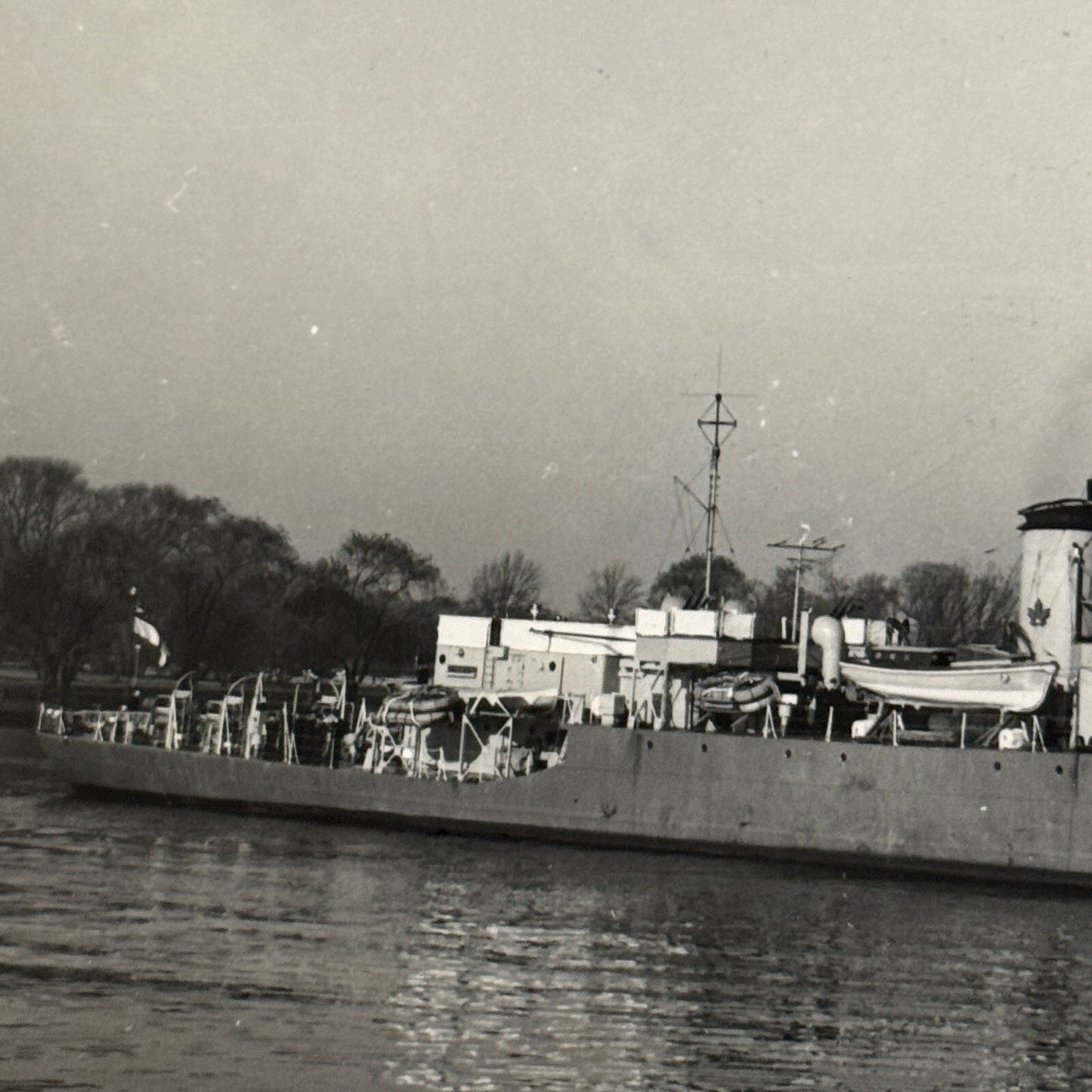 Vintage Royal Canadian Navy Military Ship HMCS Swansea Boat Visits Washington