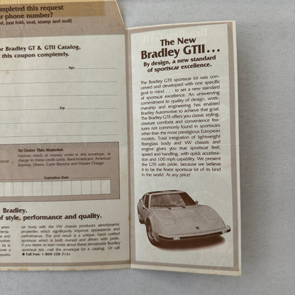 Bradley GT GTII Sports Car Brochure Request Envelope Mailer Advertising