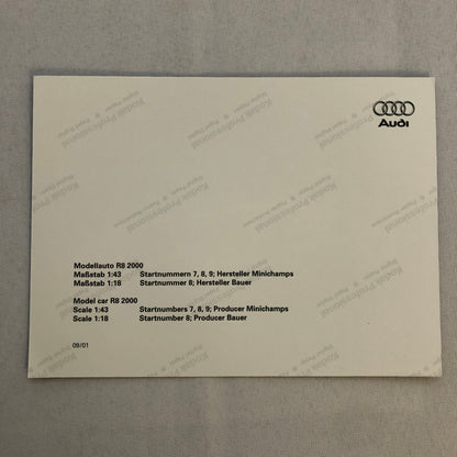 Audi R8 2000 Racing Car Minichamps Scale Model Press Photo Photograph