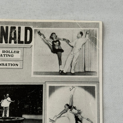 Vintage Rollerskating Roller Skate Act Donald Roller Skating Sensation Flyer